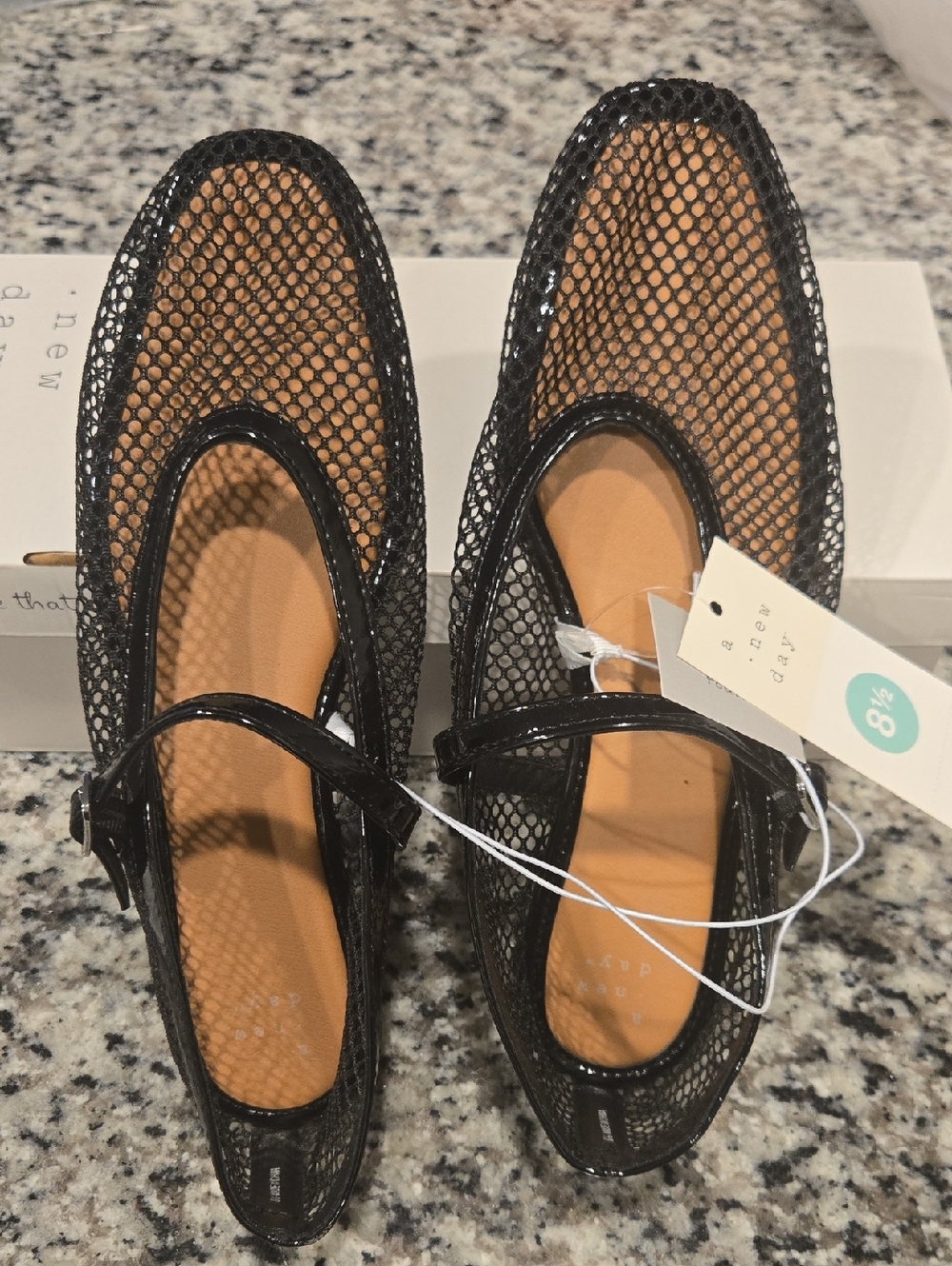 a new day Black Mesh Mary Jane Flats with Buckle